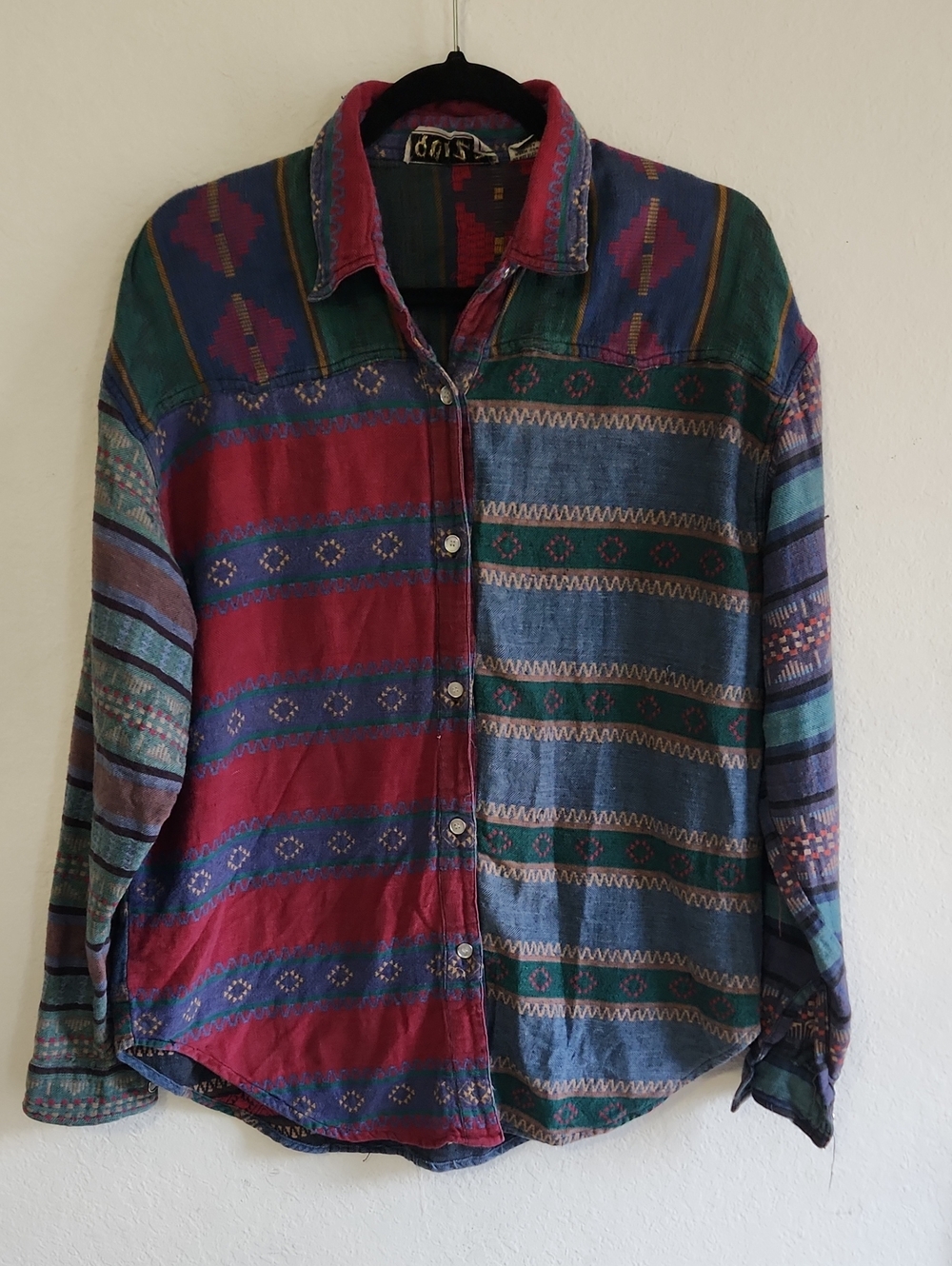 Vintage 90s Quizz Southwestern Aztec Tapestry Print Button Down Shirt XL